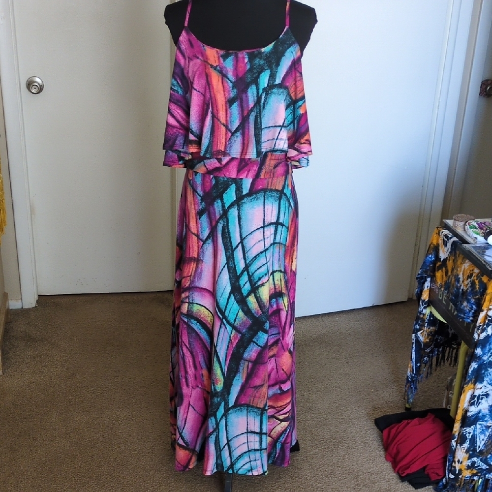 Copper Key Multicolor Abstract 2 Piece Top & Maxi Skirt Set - Picture 3 of 9